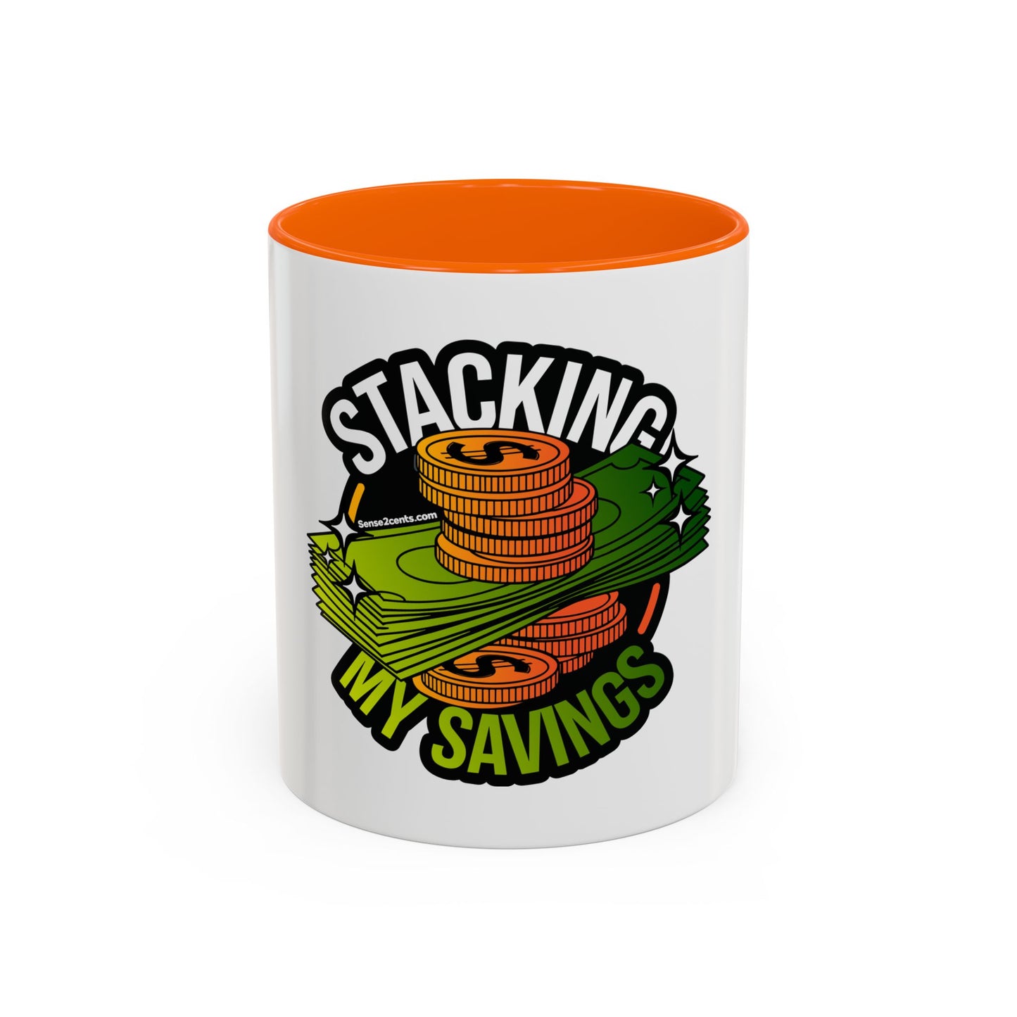 Stacking My Savings Accent Coffee Mug - Fun Finance Gift for Coffee Lovers