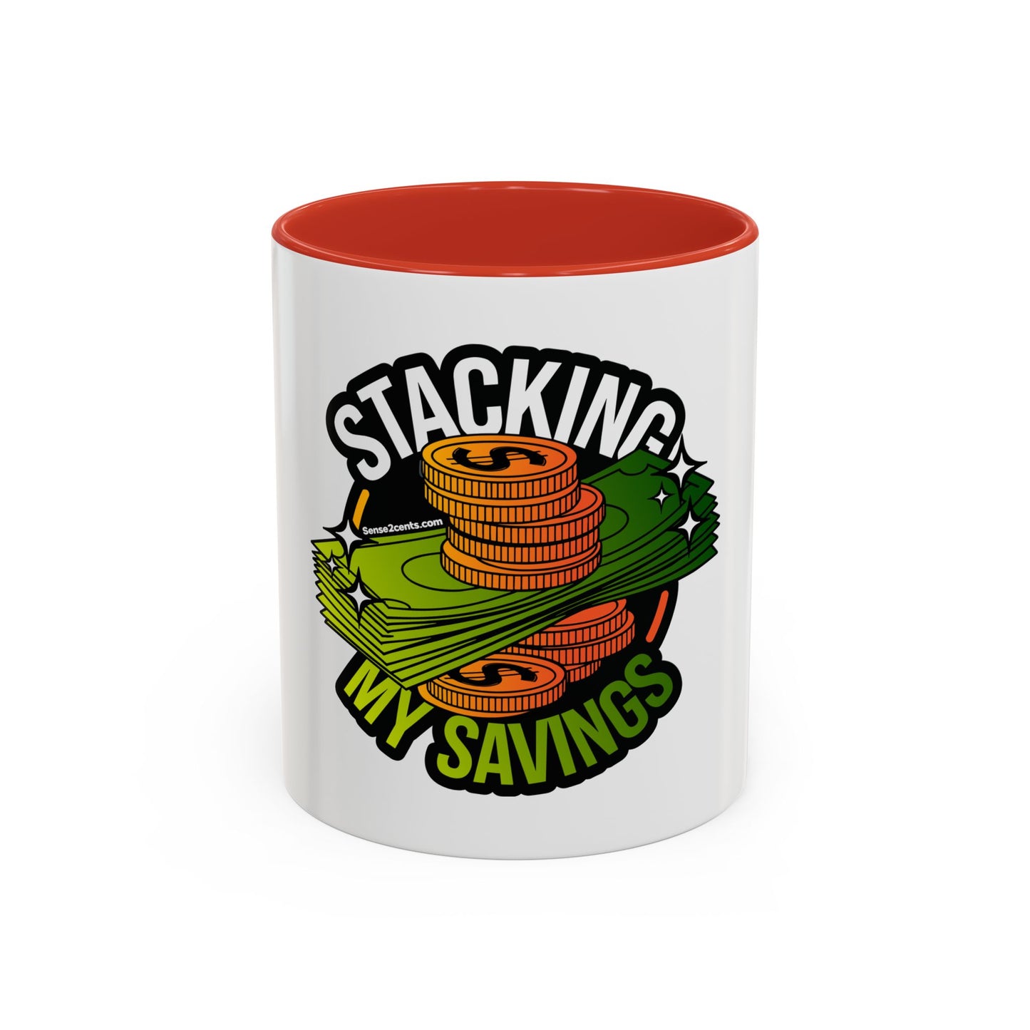 Stacking My Savings Accent Coffee Mug - Fun Finance Gift for Coffee Lovers