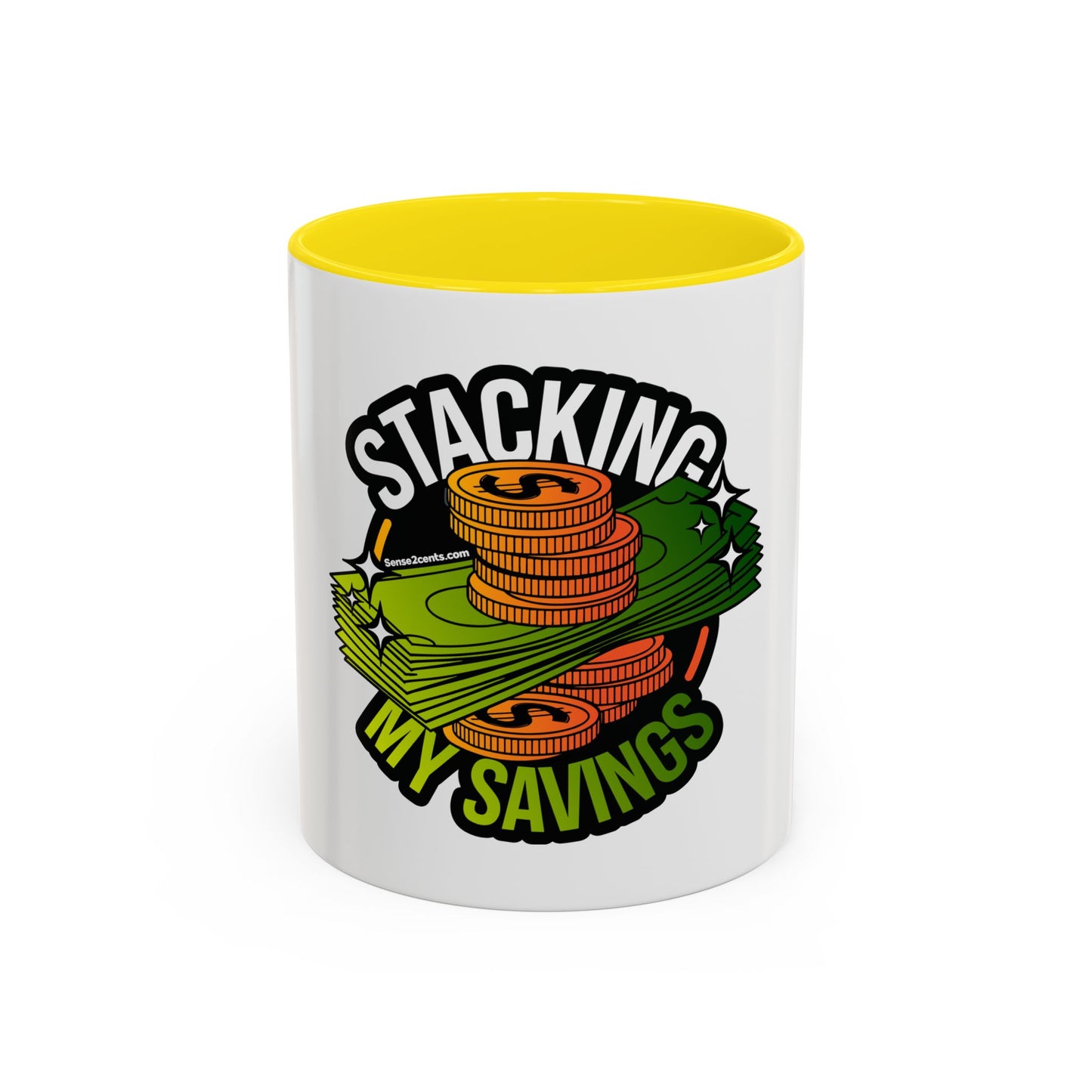 Stacking My Savings Accent Coffee Mug - Fun Finance Gift for Coffee Lovers