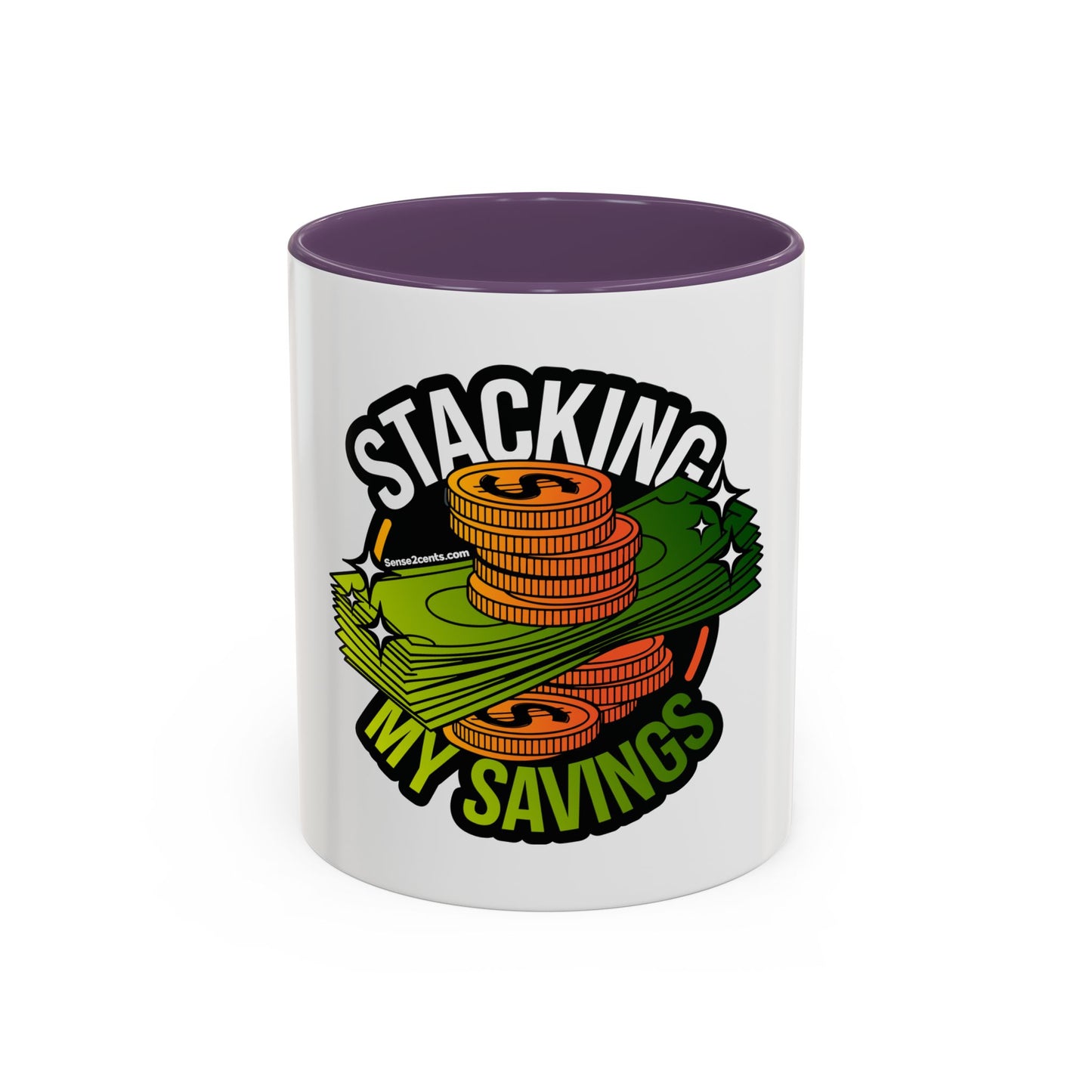 Stacking My Savings Accent Coffee Mug - Fun Finance Gift for Coffee Lovers