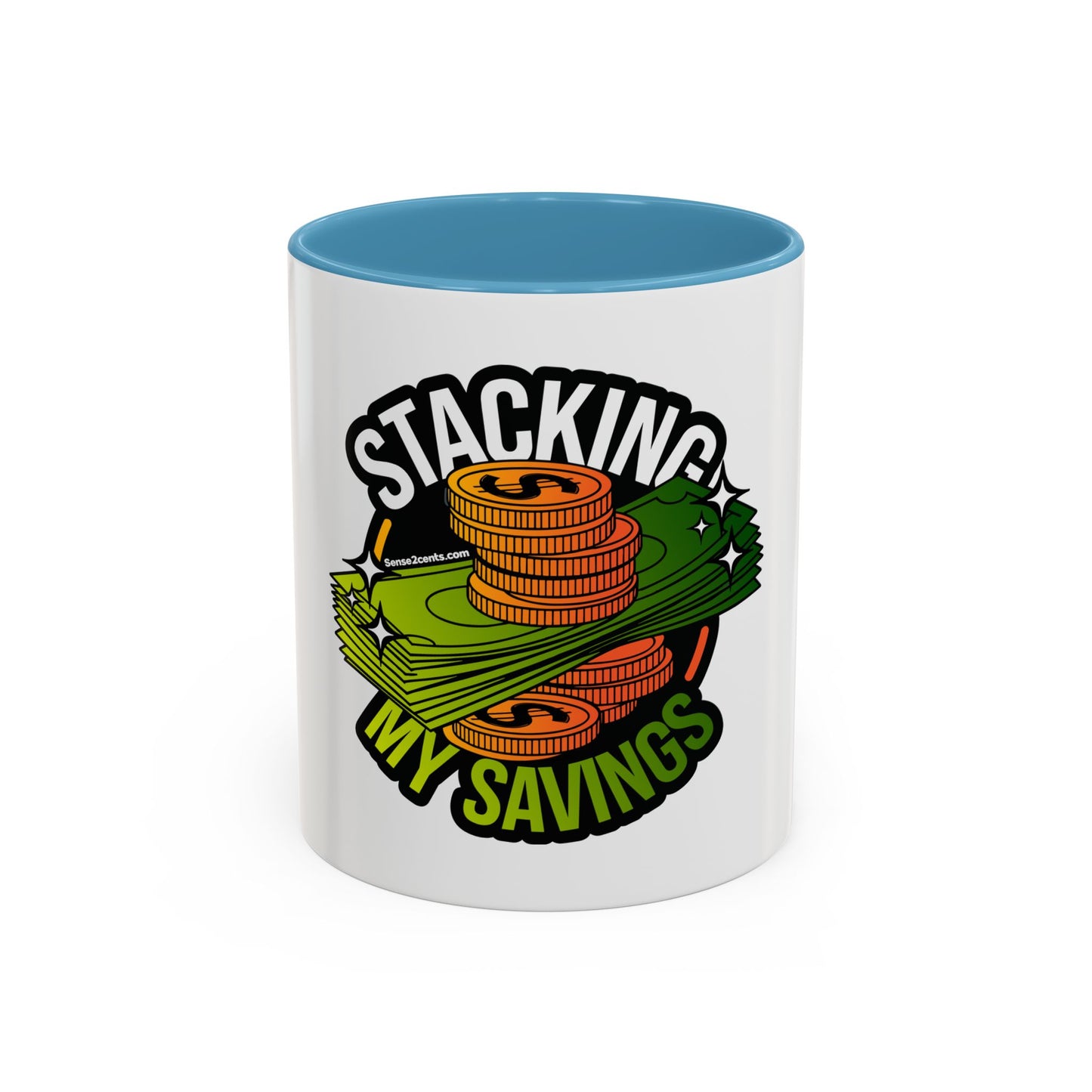 Stacking My Savings Accent Coffee Mug - Fun Finance Gift for Coffee Lovers