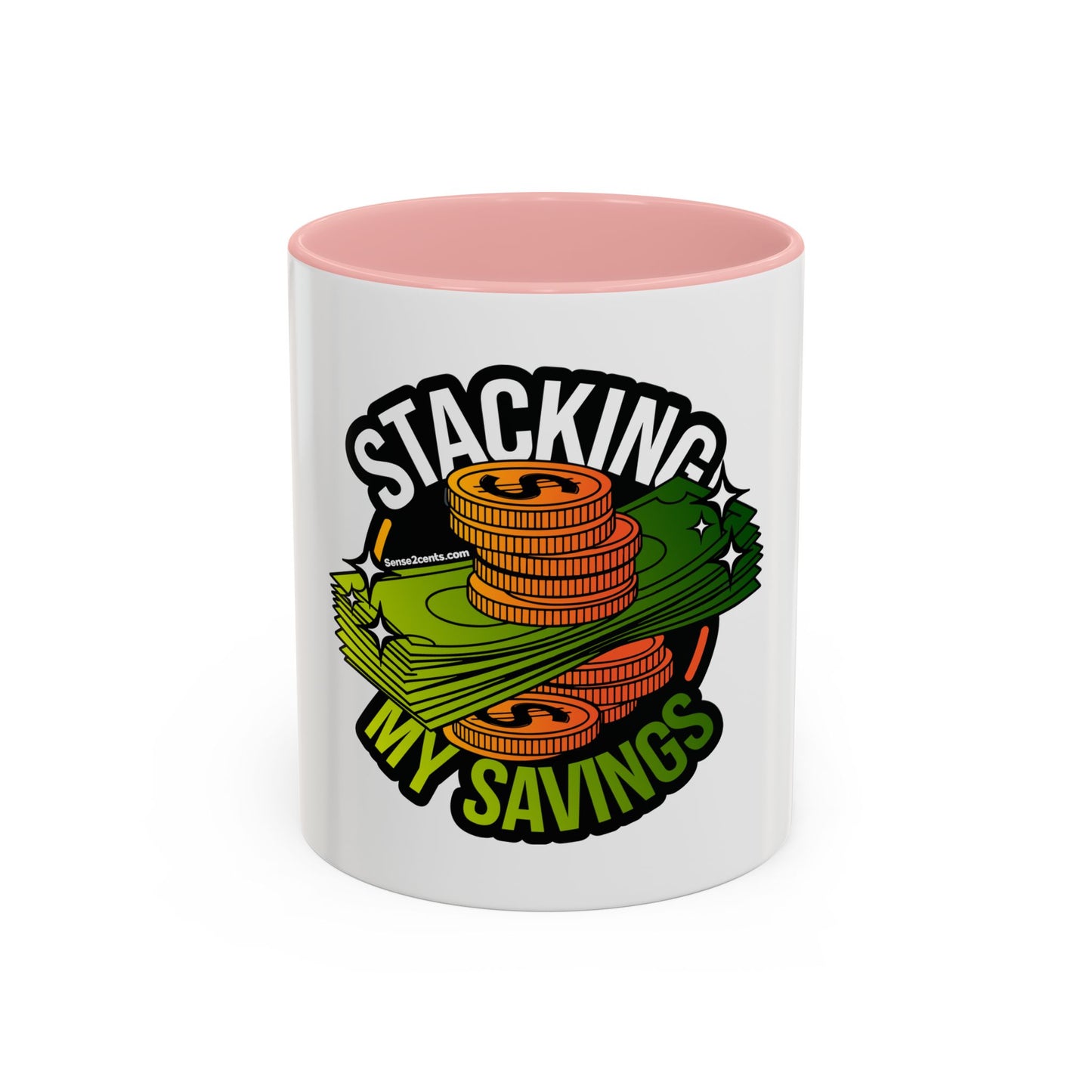 Stacking My Savings Accent Coffee Mug - Fun Finance Gift for Coffee Lovers