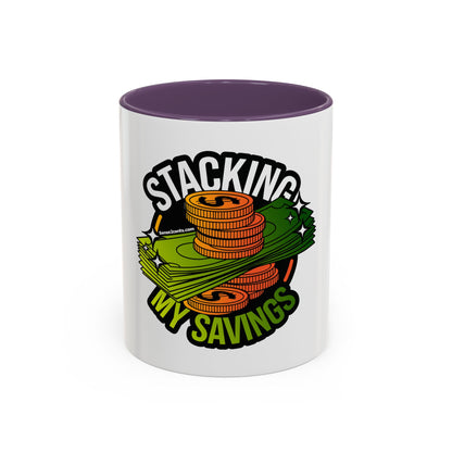 Stacking My Savings Accent Coffee Mug - Fun Finance Gift for Coffee Lovers